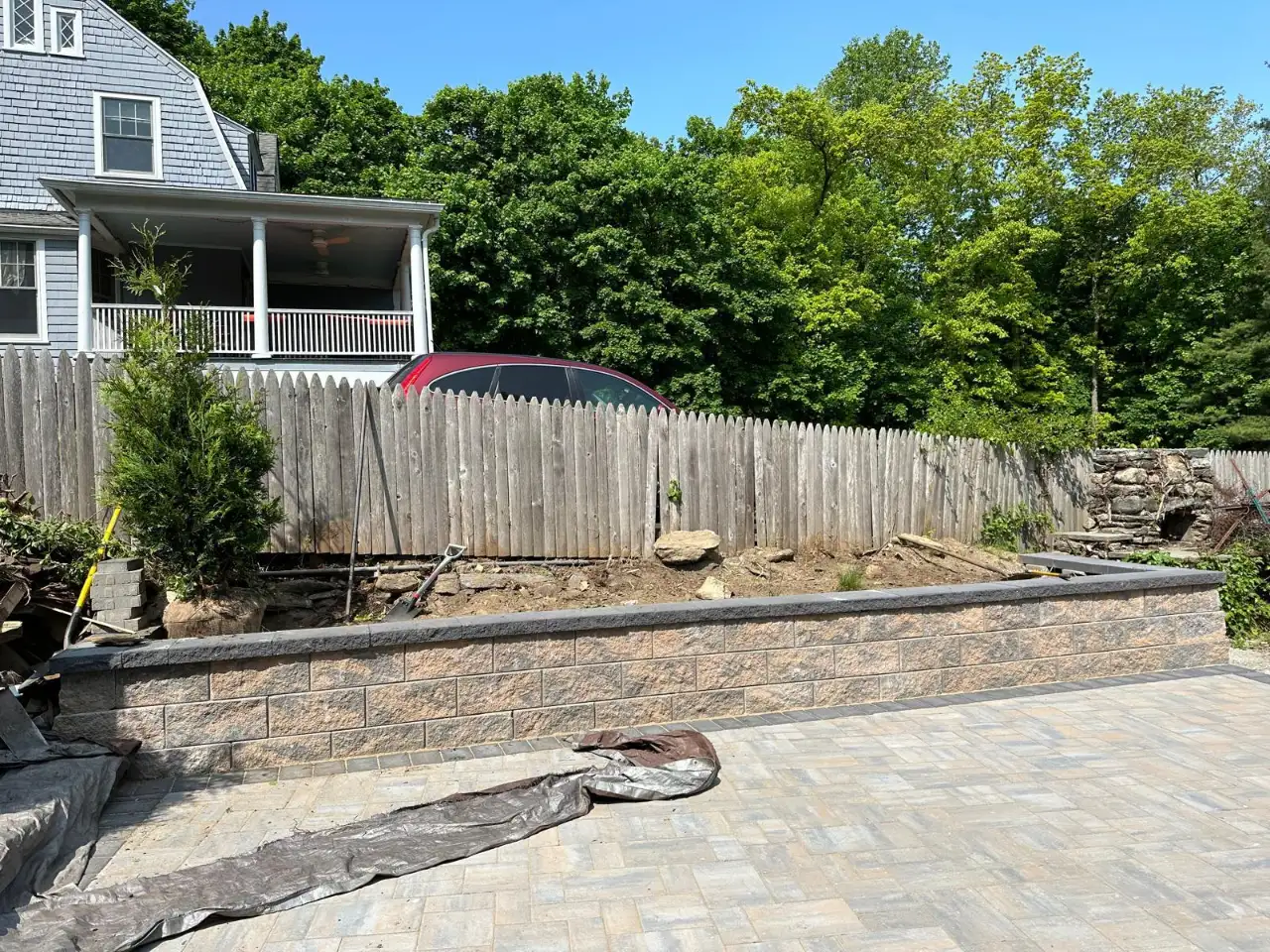 Masonry project before after Mahopac NY — Morales Lawn & Garden